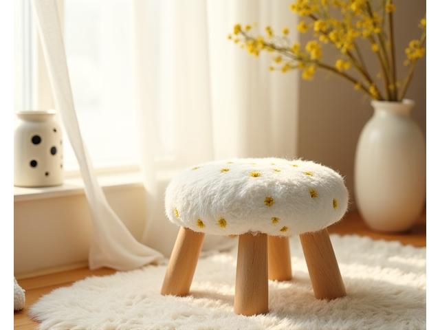 可愛らしいカモミール柄の小さなスツール